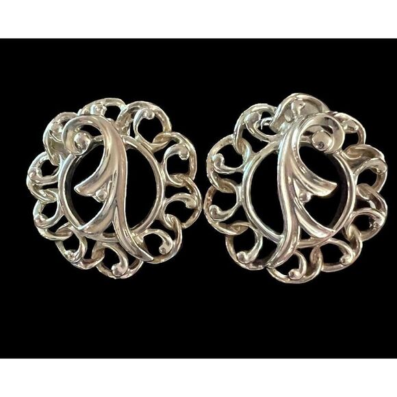 Vintage Sarah Coventry Clip On Silver Tone Earrings 1950s Fancy Free Flower - Picture 4 of 11